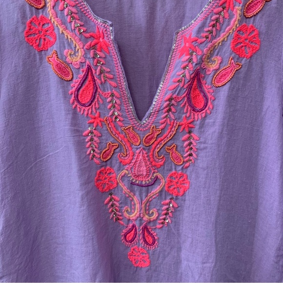 Lilly Pulitzer Amelia Island Tunic Lilac Verbena Linen Size Large Purple Pink - Picture 4 of 14